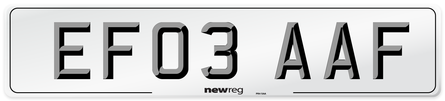 EF03 AAF Number Plate from New Reg